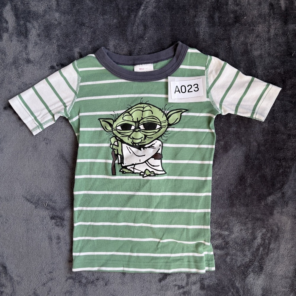 Hanna Andersson Star Wars Yoda Green Striped Tee Pajama Boys 6 7 Kid Cotton